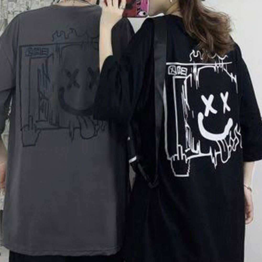 Fantasy Short-Sleeve Smiley Face Print T-Shirt M